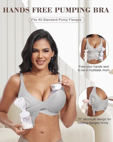 Wireless Seamless Pumping Bra Hands Free Nursing Bra Wirefree Comfort Wearable Breast Pump Bra in Kuwait