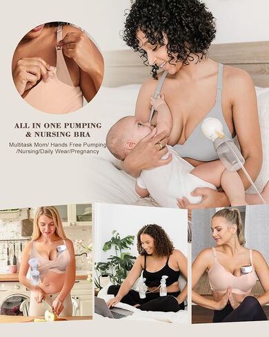 Wireless Seamless Pumping Bra Hands Free Nursing Bra Wirefree Comfort Wearable Breast Pump Bra in Kuwait