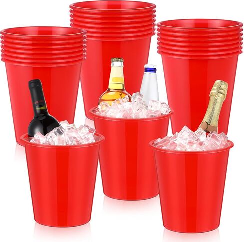 Layhit 24 Packs Plastic Ice Buckets for Parties 3 Liters Wine Bucket Portable Ice Holder for Party Disposable Wine Cooler for Wedding Party Beverage Champagne Soda and Beer(Black) in Saudi Arabia