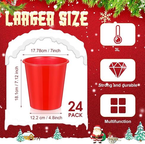 Layhit 24 Packs Plastic Ice Buckets for Parties 3 Liters Wine Bucket Portable Ice Holder for Party Disposable Wine Cooler for Wedding Party Beverage Champagne Soda and Beer(Black) in Saudi Arabia