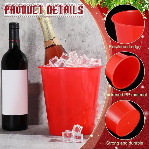 Layhit 24 Packs Plastic Ice Buckets for Parties 3 Liters Wine Bucket Portable Ice Holder for Party Disposable Wine Cooler for Wedding Party Beverage Champagne Soda and Beer(Black) in Saudi Arabia
