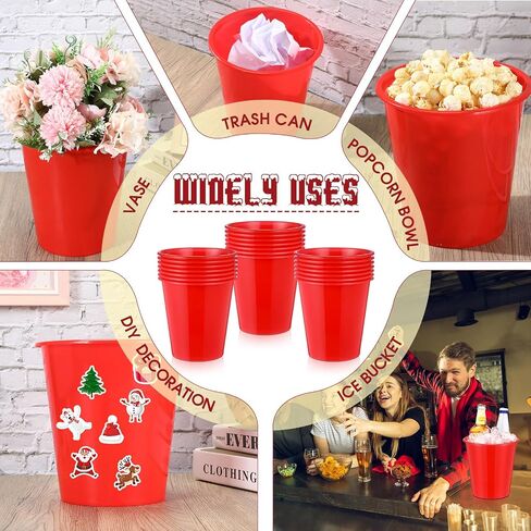 Layhit 24 Packs Plastic Ice Buckets for Parties 3 Liters Wine Bucket Portable Ice Holder for Party Disposable Wine Cooler for Wedding Party Beverage Champagne Soda and Beer(Black) in Saudi Arabia