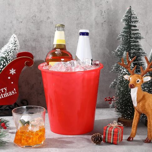 Layhit 24 Packs Plastic Ice Buckets for Parties 3 Liters Wine Bucket Portable Ice Holder for Party Disposable Wine Cooler for Wedding Party Beverage Champagne Soda and Beer(Black) in Saudi Arabia