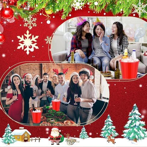 Layhit 24 Packs Plastic Ice Buckets for Parties 3 Liters Wine Bucket Portable Ice Holder for Party Disposable Wine Cooler for Wedding Party Beverage Champagne Soda and Beer(Black) in Saudi Arabia