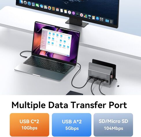 TobenONE Vertical Laptop Docking Station Stand for MacBook, Laptop Stand Docking Station with 4K@60Hz HDMI, SSD Card Slot Support M.2 NVMe SSD, USB Ports, for Chromes/Windows Laptop,Tablets, Mac Mini in Saudi Arabia