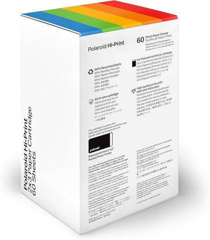 Polaroid Hi Print 2x3 Paper Cartridge, Peel and Stick, 2 Pack (40 Photos) with a Lumintrail Microfiber Cleaning Cloth in Kuwait