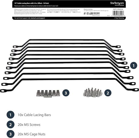 StarTech.com 1U Rack Mountable Cable Lacing Bar w/Adjustable Depth, Cable Support Guide for Organized 19" Racks/Cabinets, Horizontal Cable Guide for Patch Panels/Switches/PDUs (12S-Cable-Lacing-BAR) in Saudi Arabia