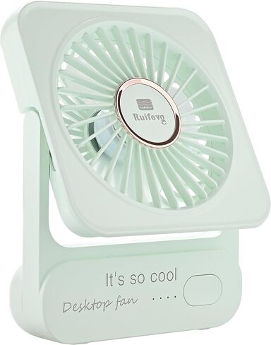 Desktop Fan A219 – Rechargeable, Ultra Quiet, 3-Speed Adjustable, 180° Rotation, Portable USB-C Fan with 2000mAh Battery – Perfect for Office, Home, and Camping - Green in Saudi Arabia