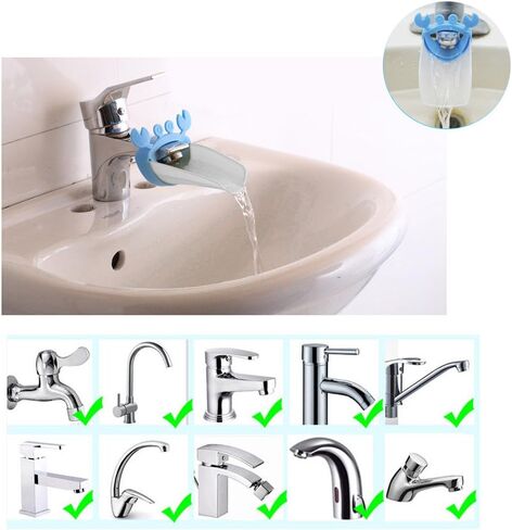 TrendBox 2 Crab (1 أزرق + 1 وردي) صنبور موسع بالوعة مقبض موسع مساعد غسل اليد مناسب للأطفال الرضع والأطفال الصغار الحمام in Kuwait