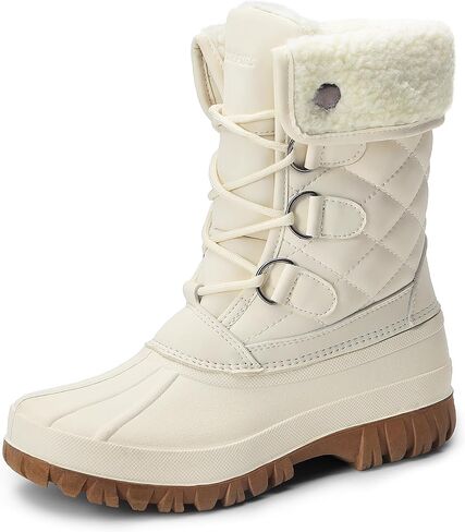 DREAM PAIRS Women's Winter Duck Boots Mid Calf Warm Insulated Faux Fur Lined Waterproof Lace Up Snow Boots in Saudi Arabia