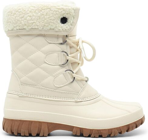 DREAM PAIRS Women's Winter Duck Boots Mid Calf Warm Insulated Faux Fur Lined Waterproof Lace Up Snow Boots in Saudi Arabia