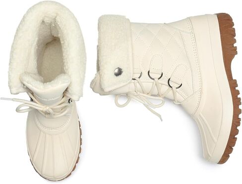 DREAM PAIRS Women's Winter Duck Boots Mid Calf Warm Insulated Faux Fur Lined Waterproof Lace Up Snow Boots in Saudi Arabia