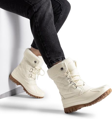 DREAM PAIRS Women's Winter Duck Boots Mid Calf Warm Insulated Faux Fur Lined Waterproof Lace Up Snow Boots in Saudi Arabia