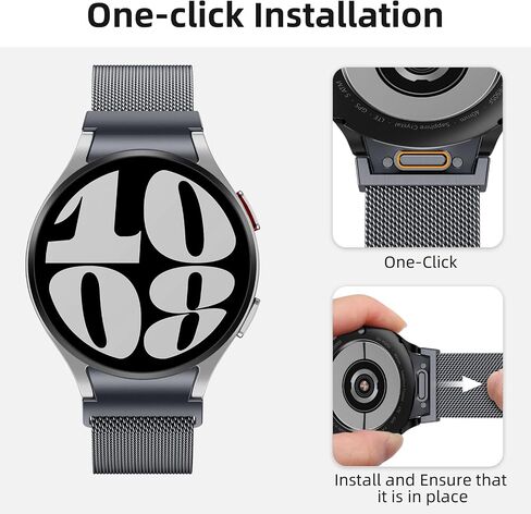 JKD No Gap One Click Metal Band Compatible with Samsung Galaxy Watch 7 6 5 4 FE 40mm 44mm, Galaxy Watch 6 4 Classic 47mm 43mm 42mm 46mm/Watch 5 Pro 45mm, 20mm Stainless Steel Mesh Wristband Women Men in Saudi Arabia