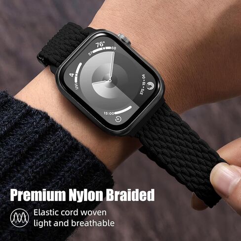 Charlam Sport Solo Loop متوافق مع سوار ساعة Apple 49 مم 45 مم 44 مم 42 مم 41 مم 40 مم 38 مم للرجال والنساء، حزام مضفر من النايلون المغناطيسي القابل للتعديل لساعة iWatch Ultra 2 SE Series 9 8 7 6 5 4 3 2 1 in Kuwait