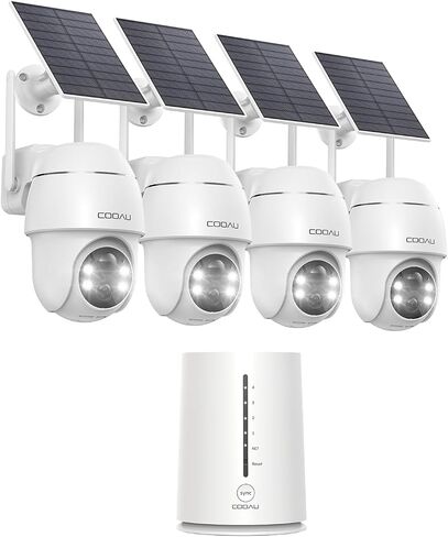 COOAU Solar Security Cameras Wireless Outdoor,4MP Cameras for Home Security System,360° Pan & Tilt,Color Night Vision,Motion Detection,No Monthly Fee,Siren Alarm,IP66 in Saudi Arabia