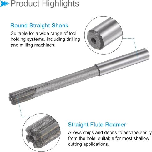 Chucking Reamer, 7.3mm Cutting Diameter, Carbide High Speed Steel Machine Milling Cutter - (Applications: for Aluminum, Copper) in Saudi Arabia