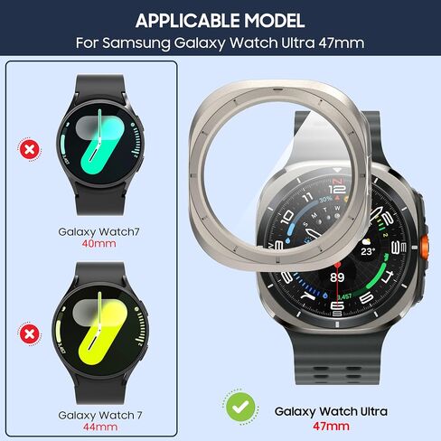 Suoman 4-Pack for Samsung Galaxy Watch 7 Ultra 47mm Screen Protector Case,PC Hard Bumper Tempered Glass Full Coverage Screen Protector Case for Galaxy Watch 7 Ultra 47mm in Saudi Arabia