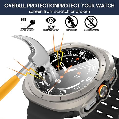 Suoman 4-Pack for Samsung Galaxy Watch 7 Ultra 47mm Screen Protector Case,PC Hard Bumper Tempered Glass Full Coverage Screen Protector Case for Galaxy Watch 7 Ultra 47mm in Saudi Arabia