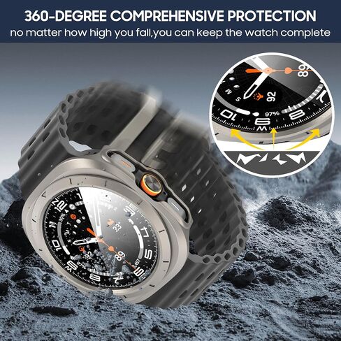 Suoman 4-Pack for Samsung Galaxy Watch 7 Ultra 47mm Screen Protector Case,PC Hard Bumper Tempered Glass Full Coverage Screen Protector Case for Galaxy Watch 7 Ultra 47mm in Saudi Arabia