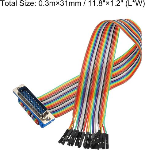 MECCANIXITY 1 Pcs IDC Rainbow Wire Flat Ribbon Cable DP25 Male to 25P Female 11.8 Inch Length 2.54mm Pitch Breadboard Jumper Wires for Electronic Projects in Saudi Arabia