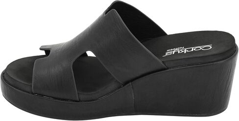 Corkys Footwear Women's Pucker Up EVA Foam Platform Slip On 2.50 Inch Wedge Light Weight Cushioned Memory Foam Insole Peep Toe Casual Dressy Trendy Sandals for Women in Saudi Arabia