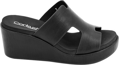 Corkys Footwear Women's Pucker Up EVA Foam Platform Slip On 2.50 Inch Wedge Light Weight Cushioned Memory Foam Insole Peep Toe Casual Dressy Trendy Sandals for Women in Saudi Arabia