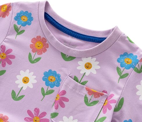 Little Girls Cotton Long Sleeve Casual Dress Toddler Kids Cartoon Floral Print Jersey Dresses 24M-7Yrs in Saudi Arabia