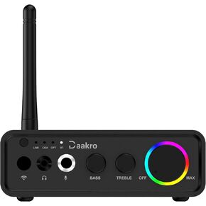 M19-BT Amplifier Stereo Receiver,100Wx2 HiFi Class D Amp,Mini 2 Channel Digital Home Audio Component,Headphone Amp w/RCA/Optical/Coaxial/Mic Input for Passive Speaker with DC 24V Power Adapter