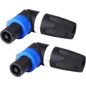 2pcs Right Angle Speakon Connectors - Pack of 2 Twist Lock Speak-ON Audio Adapter for Studio Amplifier, Mixer - Compatible with NL4 or NL2 Series Plug Connectors