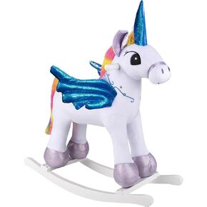 Forest & Twelfth Rocking Stella Unicorn Ride On Toy, Stuffed Animal Rockers for 18+ Month Old Infants and Toddlers, Stuffed Rocking Animal Child Rocking Toy (Stella Unicorn)