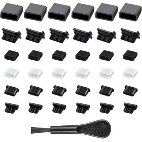 36PCS 6 USB C Anti Dust Cover Plugs Kit for iPhone, Silicone Soft Micro USB Cap Port Protector, Anti Dust Cover Protector Plugs Cap for USB A, Micro USB, Type C Ports (36PCS)
