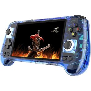 RG556 Retro Handheld Game Console 5.48-inch Touch AMOLED Screen Unisoc T820 Android 13 OS 8GB LPDDR4X Built-in 128G+256G SD Card WiFi Video Games Player(Blue Translucent)