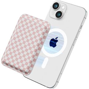 Magnetic Phone Wallet for Apple MagSafe, Card Wallet Holder for iPhone 15 Pro Max/15 Plus/15 Pro/15, 14 Pro Max/14 Plus/14 Pro/14, 13 Pro Max/13 Pro/13 (Pink Mosaic)