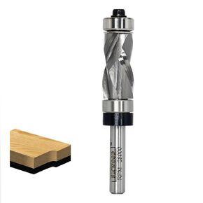 Compression Top and Bottom Bearing Flush Trim Router Bit 1/4 Shank - 1/2" Cutting Dia, Carbide Spiral Up-Down Pattern Template Flush Cut Router Bit, for Wood Trimming