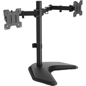 ErGear Freestanding Dual Monitor Stand for 2 Screens up to 32 inch, Heavy Duty Monitor Mount Holds Max 22 lbs per Arm, Height Adjustable Computer Monitor Stand for Desk, VESA 75x75/ 100x100mm, Black