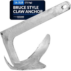 Five Oceans Bruce Style Claw Anchor, Boat Anchor, Multiple Sizes, for Pontoon, Kayaks, Paddle Boards, Fishing Boats, Bass Boats, Sport Boats, Sportyachts, Sailboats
