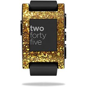 MightySkins Skin Compatible with Pebble Smart Watch – Gold Dazzle | Protective, Durable, and Unique Vinyl Decal wrap Cover | Easy to Apply, Remove, and Change Styles | Made in The USA