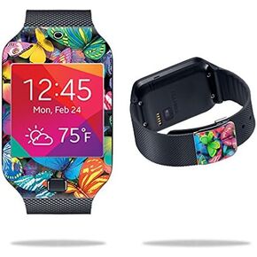 MightySkins Skin Compatible with Samsung Galaxy Gear 2 Neo Watch – Butterfly Party | Protective, Durable, and Unique Vinyl wrap Cover | Easy to Apply, Remove, and Change Styles | Made in The USA
