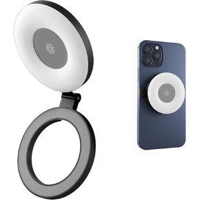 Magnetic Selfie Light for Phone, 3-Modes Magnetic Fill Light for Magsafe, Rechargeable 180° Flip Phone Ring Light for iPhone 15 14 13 12 Series Android Phones for Makeup, Video, TikTok, Vlog