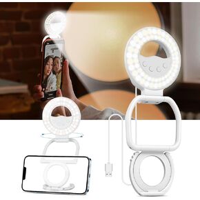 Magnetic Selfie Light, Rechargeable LED Phone Light, Selfie Ring Light for iPhone, Laptop, iPad, Portable Photo Light with 3 Light Modes and 9 Level Adjustable Brightness for Video, TikTok, Makeup