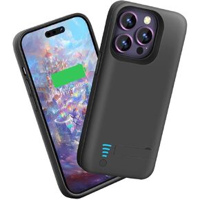 Sitong Battery Case for iPhone 14 Pro Max, 6000mAh Rechargeable Extended Battery Charging/Charger Case, Add 100% Extra Juice, Support Wire Headphones (6.7 inch) Black