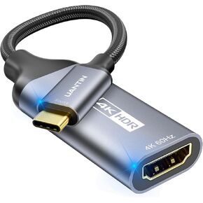 USB C to HDMI Adapter [4K@60Hz] High-Speed USB Type-C 3.1 to HDMI 2.0 Female Converter [Thunderbolt 3/4 Compatible] for iPhone 15 Series, MacBook Pro/Air, iPad, Galaxy S8-S23, Other USBC Laptop