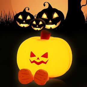 Halloween Pumpkin Night Light, 3 Level Dimmable Bedside Touch Lamp, Bedside Lamp for Baby and Toddler, Party Night Light Boys Girls and Children, Halloween Holiday Decorations, Cute Gifts Stuff