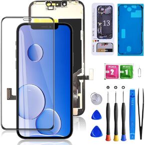 for iPhone 13 Screen Replacement 6.1 inch, 3D Touch LCD Screen Display Digitizer for A2482, A2631, A2635, A2633, A2634 with Waterproof Adhesive+Tempered Glass+Repair Tools for