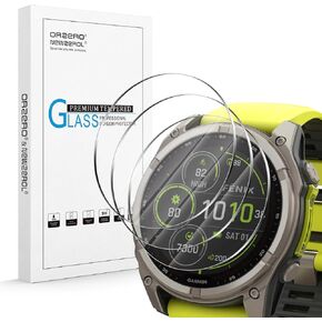 Orzero (3 Pack) Compatible for Garmin Fenix 8 Solar 51mm Watch Screen Protector, Tempered Glass 9 Hardness High Definition Anti-Scratch Bubble Free