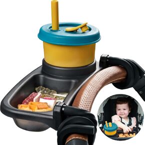 صينية الوجبات الخفيفة لعربة الأطفال العالمية، صينية حامل الأكواب مع قبضة أذرع مرنة من السيليكون، ملحق صينية الوجبات الخفيفة لعربة الأطفال، ملحقات عربة الأطفال، تناول الوجبات الخفيفة أثناء التنقل in Kuwait