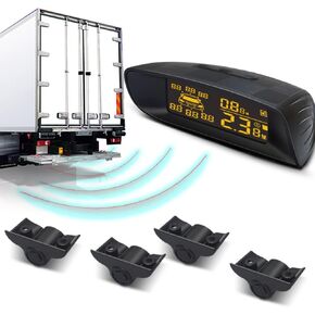 Parktronic 4 Parking Sensor Kit Backup Radar System 24V Distance Detection LCD Sound Warning for Truck Trailer Pickups RV Lorry Van