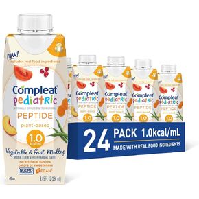 Compleat Pediatric Peptide 1.0, Real Food and Peptide-Based Tube-Feeding Formula for Children Ages 1 To 13, Vegetable & Fruit Medley (Pack of 24)