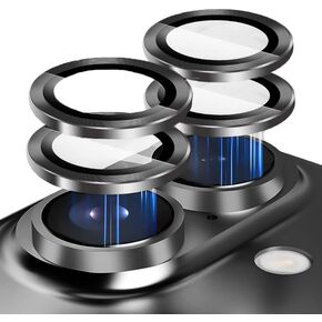 LFGKMZ 2 Pack Camera Lens Protector Compatible with iPhone 16/iPhone 16 Plus,Tempered Glass Camera Cover,Auto Install,Ultra HD,Anti-Scratch,Strong Adhesion - Black Titanium